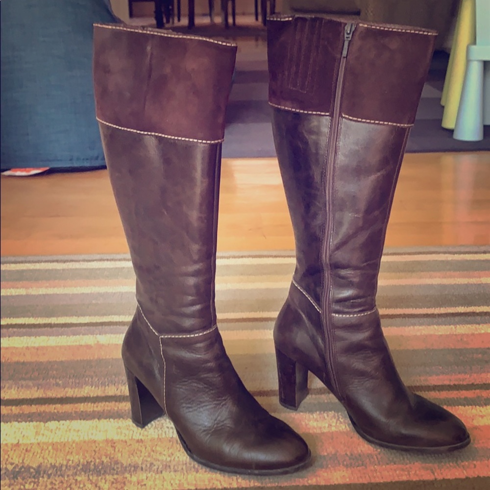 Leather and suede “riding” boots